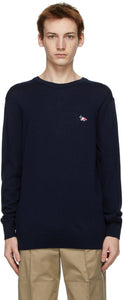Maison KitsunÃ© Navy Tricolor Fox Sweater - Maïs Kitsuné Navy Tricolor Fox Pull - Maison Kitsuné © Navy Tricolor Fox Sweater.