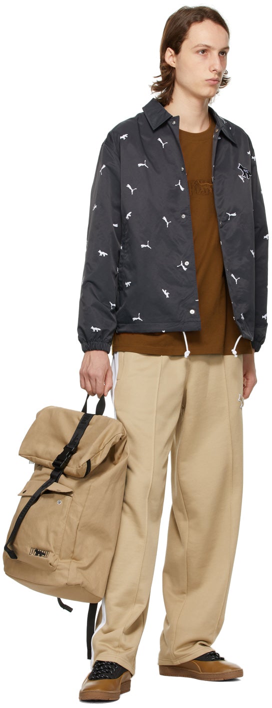 Maison KitsunÃ© SSENSE Exclusive Beige Puma Edition T7 Track Pants