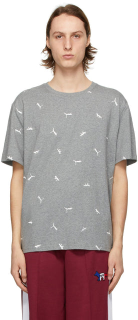 Maison KitsunÃ© SSENSE Exclusive Grey Puma Edition All Over T-Shirt - Maison Kitsuné Ssense Exclusive Grey Puma Edition partout T-shirt - Maison KitsunÃ © Ssense 독점적 인 회색 푸마 에디션 티셔츠