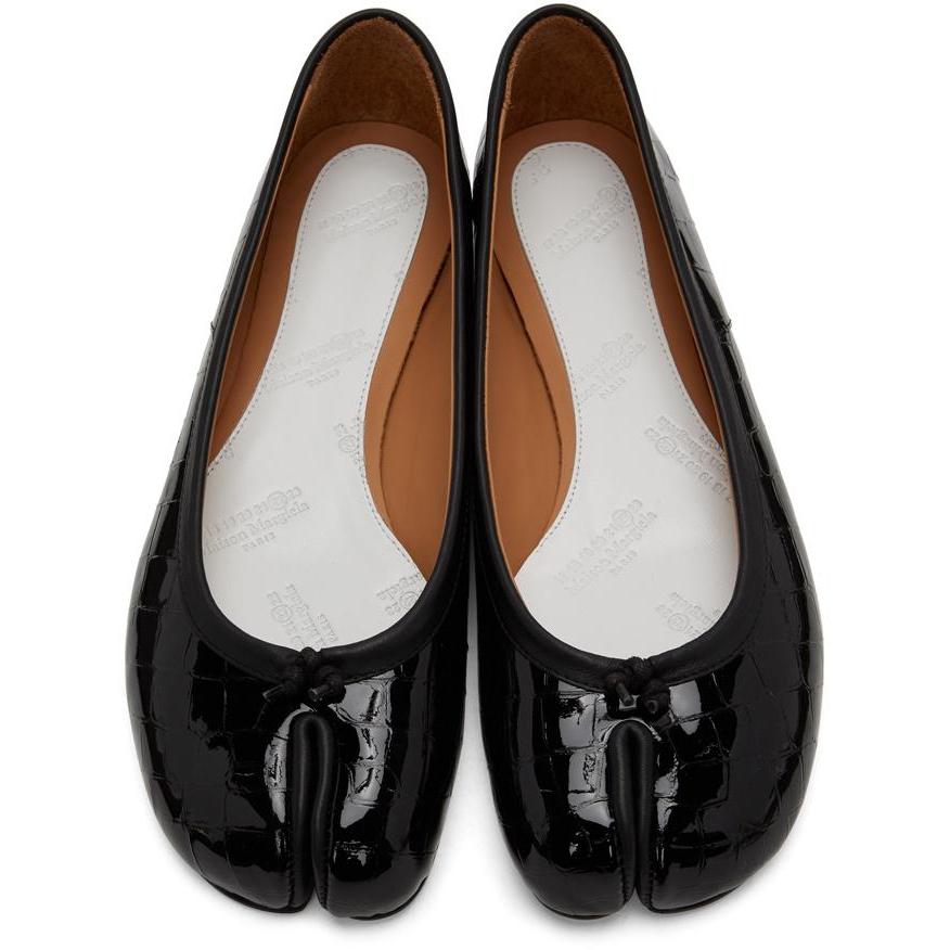 Maison Margiela Black Croc Tabi Ballerina Flats - MAISON MARGIELA NOIR CROC TABI TABI BALLERINA Appartements - Maison Margiela Black Croc Tabi 발레리나 아파트