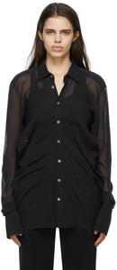 Maison Margiela Black Draped Mousseline Shirt - MAISON MARGIELA chemise mousseline drapée noire - Maison Margiela 검은 색 마우스 셀린 셔츠 드립