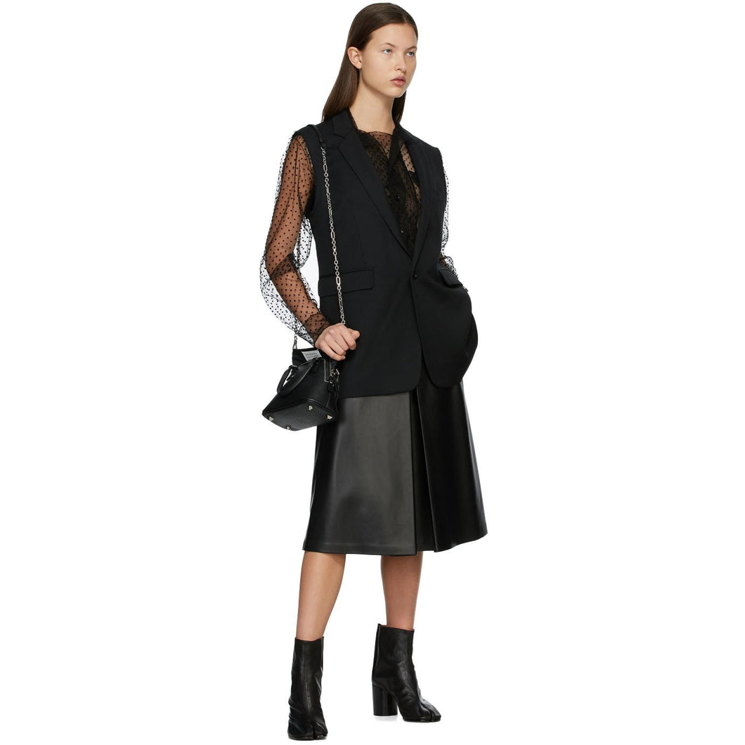 Maison Margiela Black Faux-Leather Pleat Shorts