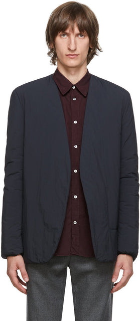 Maison Margiela Black Garment-Dyed Collarless Blazer - MAISON MARGIELA BLAZER SANS COLLÉ DYDED DYDED NOIR - Maison Margiela Black Garment-Dyed Collarly Blazer.