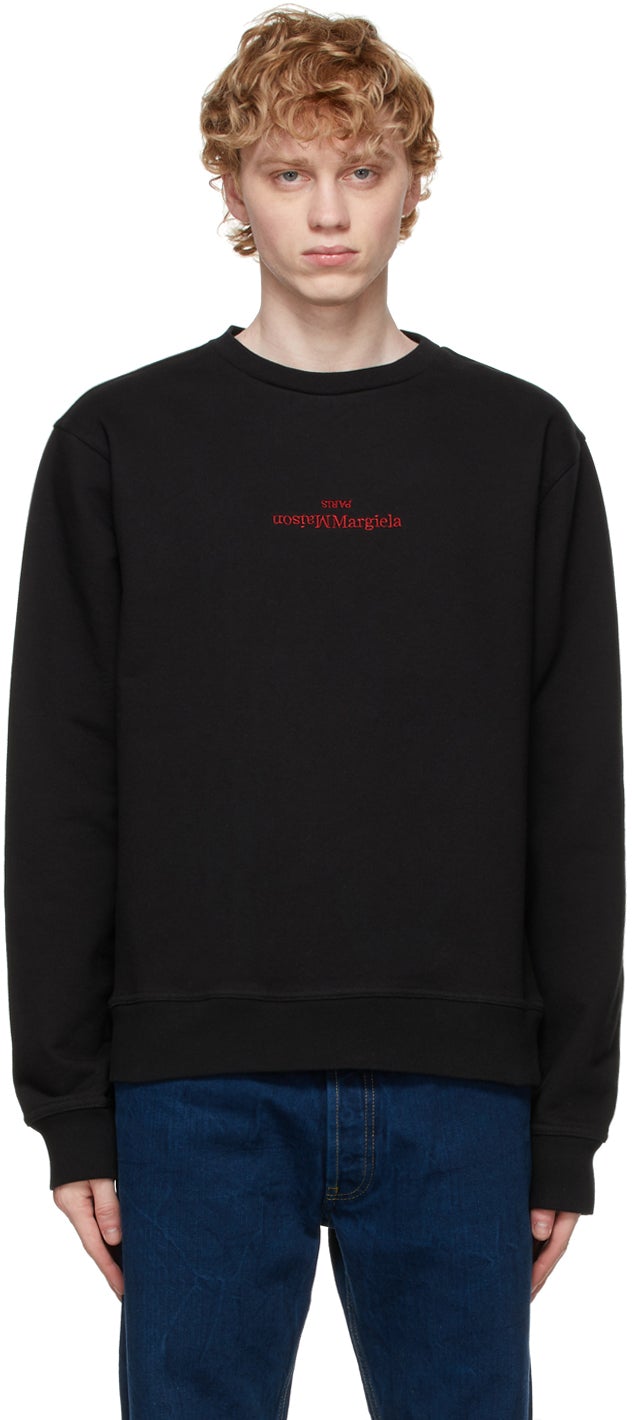 Maison Margiela Black Logo Sweatshirt - Sweat-shirt de logo noir Maison Margiela - Maison Margiela 검은 로고 스웨터