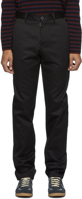 Maison Margiela Black Mercerized Gabardine Trousers - MAISON MARGIELA Pantalon Gabardine Noir Mercerized - Maison Margiela Black Mercerized Gabardine 바지