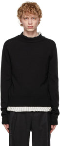 Maison Margiela Black Mock Neck Lining Sweater - MAISON MARGIELA NOI DOUCHE DE DOUCHÉ NOI MOCK COL - Maison Margiela 블랙 모의 목 안감 스웨터