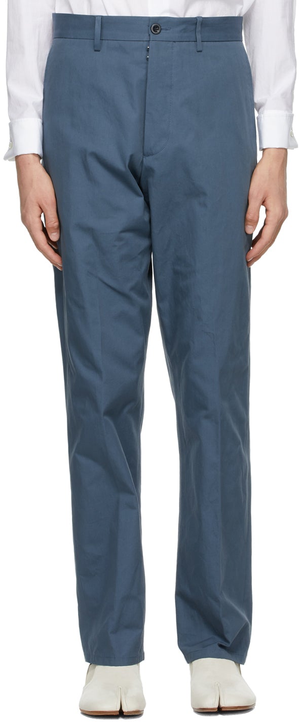 Maison Margiela Blue Cotton Chino Trousers - Pantalon Chino Coton Blue Coton Maison Margiela - Maison Margiela 블루 코튼 치노 바지