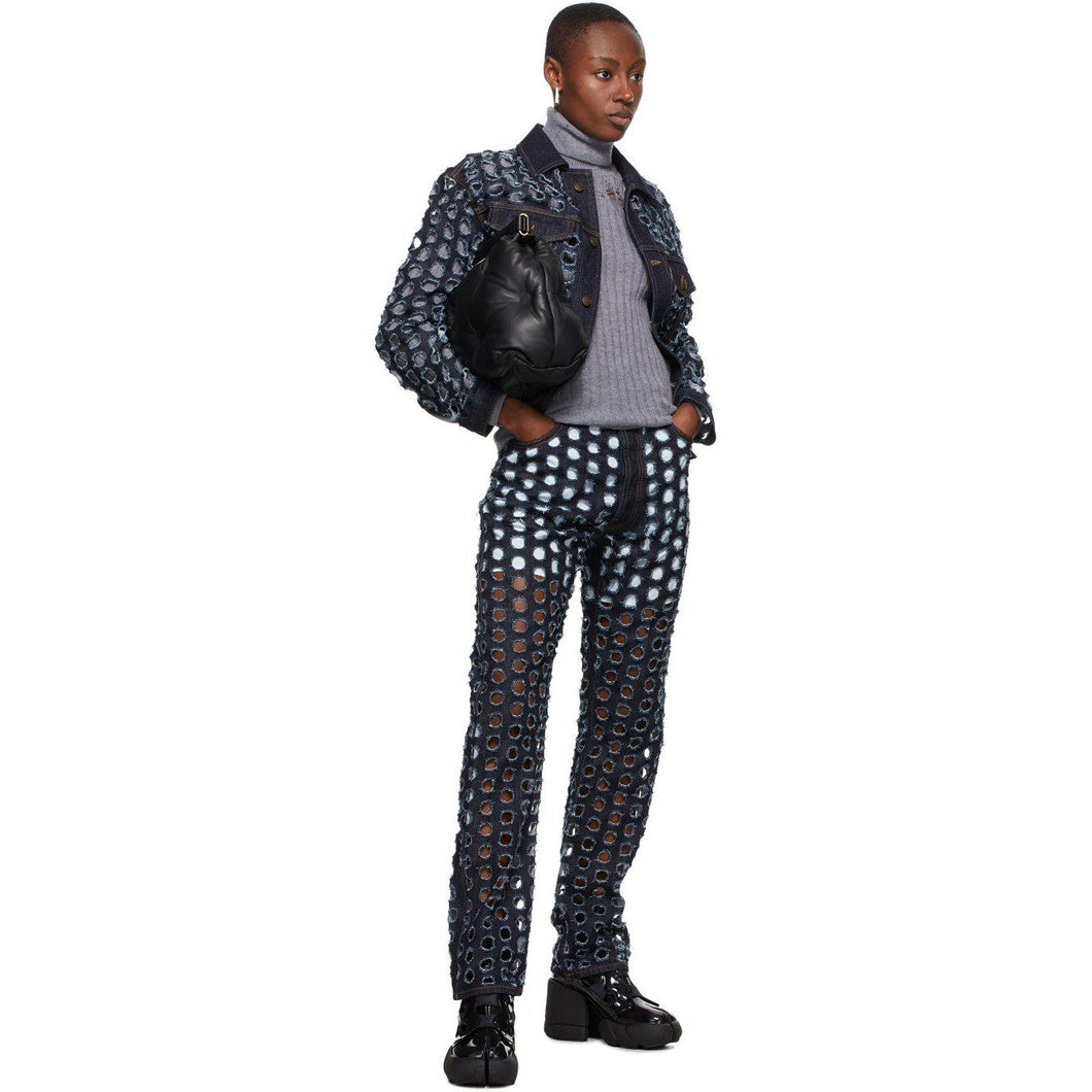 Maison Margiela Blue Denim Perforated Jacket - MAISON MARGIELA Blue Denim Veste perforée - Maison Margiela 블루 데님 천공 재킷