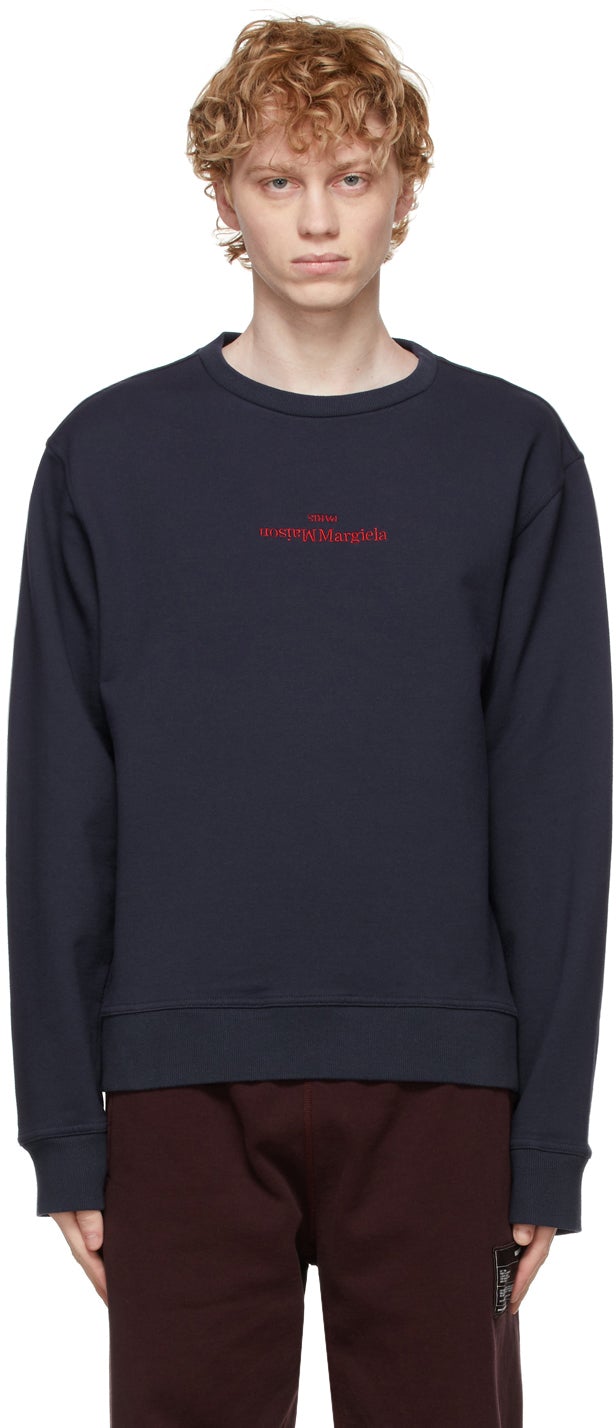 Maison Margiela Blue Logo Sweatshirt - Sweat-shirt de logo bleu MAISON MARGIELA - Maison Margiela 블루 로고 스웨터
