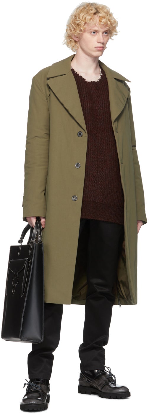 Maison Margiela Green Cotton Twill Trench Coat