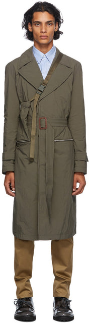 Maison Margiela Green Recycled Packable Trench Coat - MAISON MARGIELA GREEN COUPLE DE TRENCHABLE PAYSABLE RECYLABLE - Maison Margiela 녹색 재활용 된 패키지 트렌치 코트