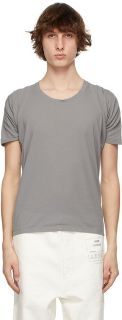 Maison Margiela Grey Draped Back T-Shirt - T-shirt à dos drapé gris MAISON MARGIELA - Maison Margiela Gray는 T 셔츠를 뒤덮었습니다