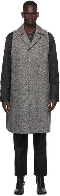 Maison Margiela Grey Herringbone Wool Coat - Maison Margiela Grey Herringbone Wool - Maison Margiela 그레이 헤링본 양모 코트