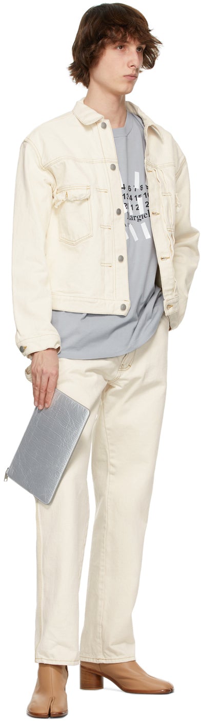 Maison Margiela Grey Oversized Tape Print T-Shirt