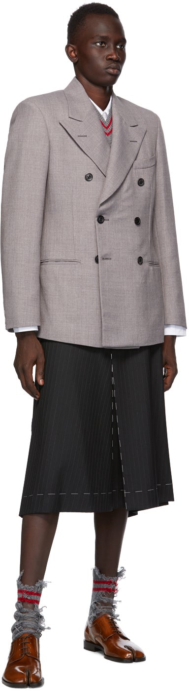 Maison Margiela Grey Technowool Twill Double-Breasted Blazer