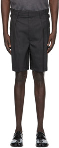 Maison Margiela Grey Two Play Popeline Shorts - MAISON MARGIELA GREY Two Play Popeline Short - Maison Margiela 그레이 2 플레이 포플 라인 반바지