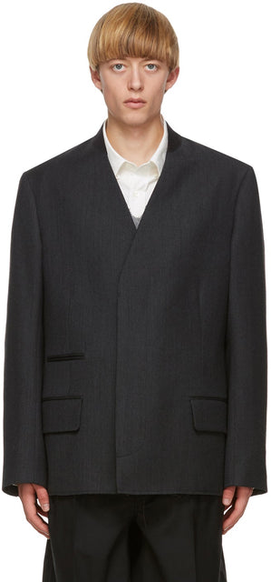 Maison Margiela Grey Wool Covert Blazer - Blazer couvert de laine gris de la Maison Margiela - Maison Margiela 그레이 울 커버트 블레이저