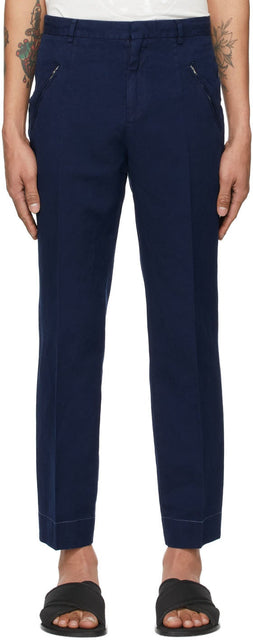 Maison Margiela Indigo Linen Trousers - MAISON MARGIELA Pantalon de lin Indigo - Maison Margiela 인디고 린넨 바지