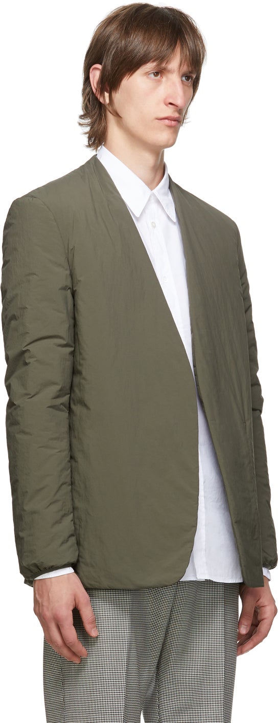 Maison Margiela Khaki Garment-Dyed Collarless Blazer – BlackSkinny