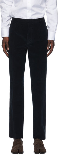 Maison Margiela Navy Corduroy Chino Trousers - MAISON MARGIELA NAVY CORDUROY Pantalon Chino - Maison Margiela Navy Corduroy Chino 바지