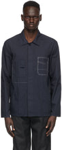 Maison Margiela Navy Garment-Dyed Slim Shirt - Maison Margiela Marine Chemise mince teinte de vêtement - Maison Margiela 해군 의류 - 염색 된 슬림 셔츠