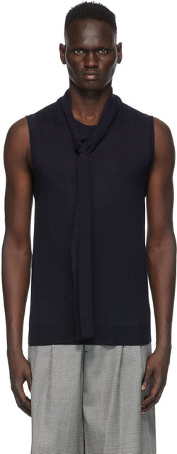 Maison Margiela Navy Gauge 12 Scarf Vest - MAISON MARGIELA GAUGE NAVY 12 Echarpe Gilet - Maison Margiela 해군 게이지 12 스카프 조끼