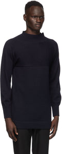Maison Margiela Navy Mock Neck Sweater