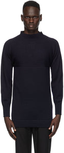 Maison Margiela Navy Mock Neck Sweater - Maison Margiela Marine Sweater - Maison Margiela 네이비 모의 목 스웨터