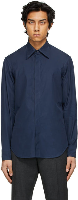 Maison Margiela Navy Poplin Shirt - Chemise en popeline de marine Maison Margiela - Maison Margiela Navy Poplin Shirt.