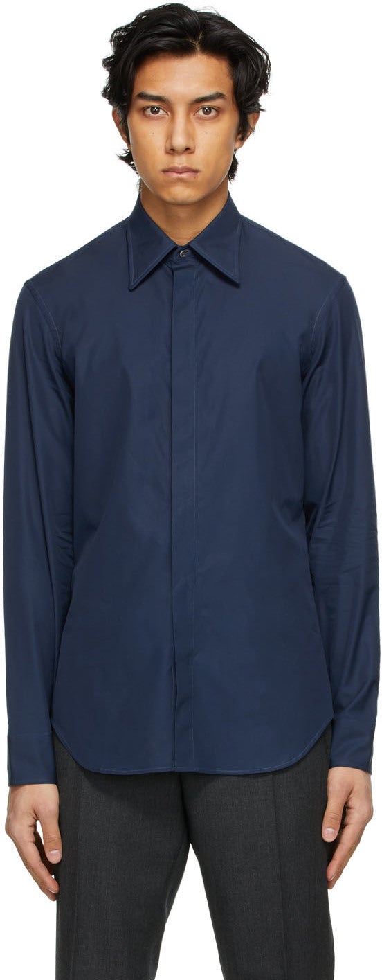 Maison Margiela Navy Poplin Shirt - Chemise en popeline de marine Maison Margiela - Maison Margiela Navy Poplin Shirt.