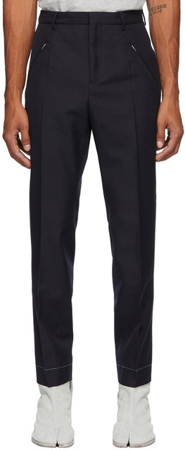 Maison Margiela Navy Techno Wool Trousers - Pantalon de laine de la laine de la marine de la marine Maison Margiela - Maison Margiela 해군 테크노 양모 바지