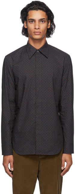 Maison Margiela Navy Tie Print Shirt - MAISON MARGIELA NAVY TIE chemise imprimée - Maison Margiela 해군 넥타이 프린트 셔츠