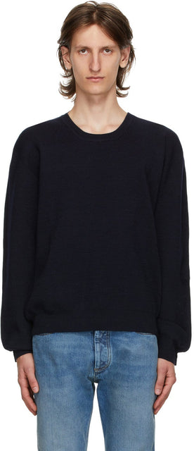 Maison Margiela Navy Wool 14 Gauge Sweater - MAISON MARGIELA Laine de laine de la laine de la marine 14 - Maison Margiela 해군 양모 14 게이지 스웨터