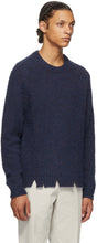 Maison Margiela Navy Wool Oversized Destroyed Sweater