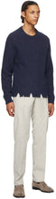 Maison Margiela Navy Wool Oversized Destroyed Sweater