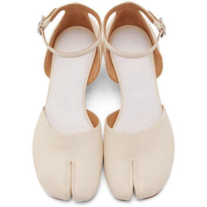 Maison Margiela Off-White Ankle Strap Tabi Heels