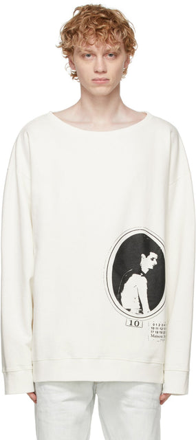 Maison Margiela Off-White Cameo Sweatshirt - Sweat-shirt Cameo Off-White Margiela - Maison Margiela Off-White 카메오 스웨터