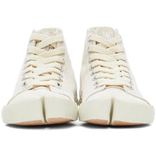 Maison Margiela Off-White Linen Painted Tabi High-Top Sneakers