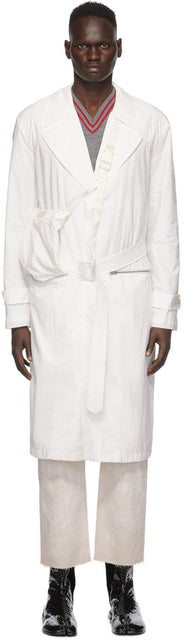 Maison Margiela Off-White Recycled Packable Trench Coat - MAISON MARGIELA COUPLE DE TRENCHABLE CONDUITE DÉCYLÉ BLANCHE - Maison Margiela Off-White 재활용 된 패키지 트렌치 코트