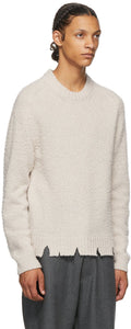Maison Margiela Off-White Wool Oversized Destroyed Sweater