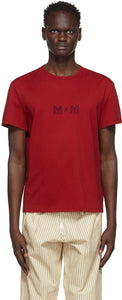 Maison Margiela Red Embroidered Logo T-Shirt - T-shirt logo brodé à broderie MAISON MARGIELA - Maison Margiela 레드 수 놓은 로고 티셔츠