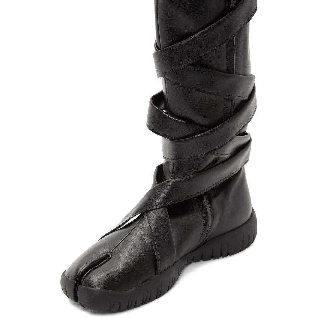 Maison Margiela SSENSE Exclusive Black Tabi Low Thigh-High Boots - Maison Margiela Ssense EXCLUSIVE NOIR TABI BOTTES HAUTE-HAUTRES - Maison Margiela Ssense 독점적 인 검은 Tabi 저 허벅지 - 하이 부츠