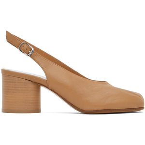 Maison Margiela Tan Slingback Tabi Pump Heels - Maison Margiela Tan Slingback Tabi Tableaux de pompe - Maison Margiela Tan Slingback Tabi 펌프 발 뒤꿈치