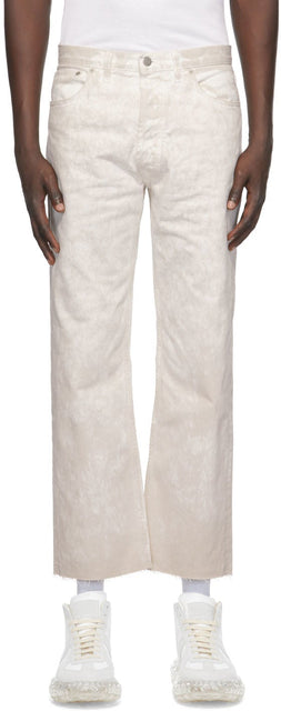 Maison Margiela White Denim Marble Wash Jeans - Maison Margiela Blanc Denim Marble Wash Jeans - Maison Margiela 화이트 데님 대리석 워시 청바지