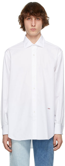 Maison Margiela White Logo Poplin Shirt - MAISON MARGIELA CHEMISE DE POPULON LOGO BLANCHE WHITE - Maison Margiela 화이트 로고 포플린 셔츠