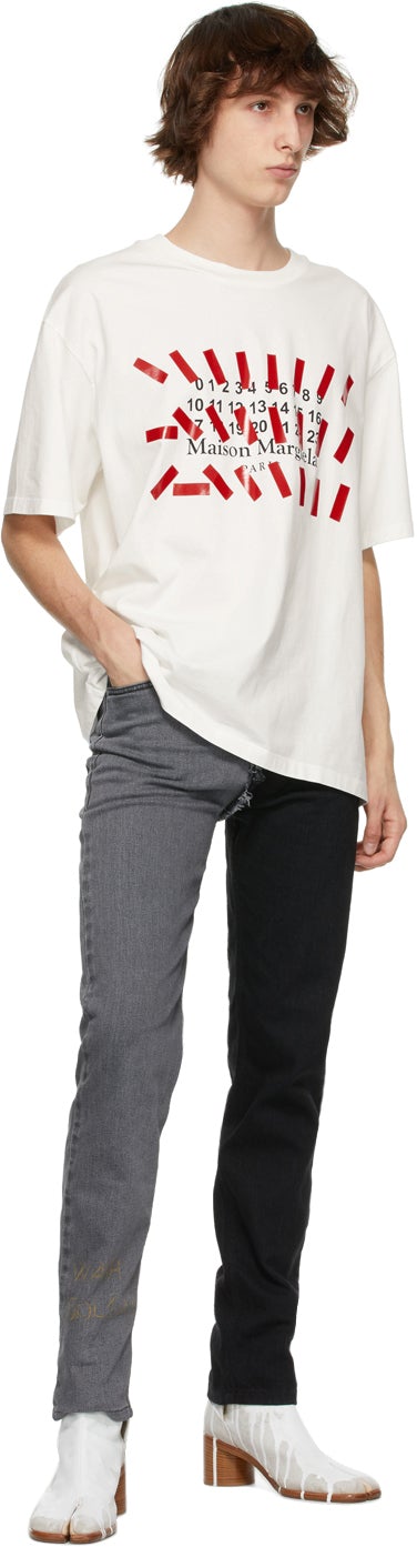 Maison Margiela White Oversized Tape Print T-Shirt – BlackSkinny