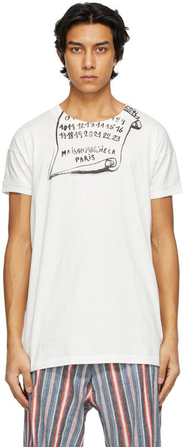 Maison Margiela White Print T-Shirt - T-shirt imprimé blanc Maison Margiela - Maison Margiela 화이트 프린트 티셔츠