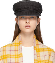 Maison Michel Black Denim New Abby Cap - Maison Michel Black Denim Nouveau Capuchon Abby - Maison Michel Black Denm New Abby Cap.