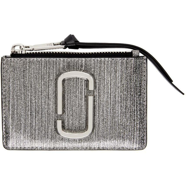 Marc Jacobs Silver Glitter Snapshot Top Zip Wallet