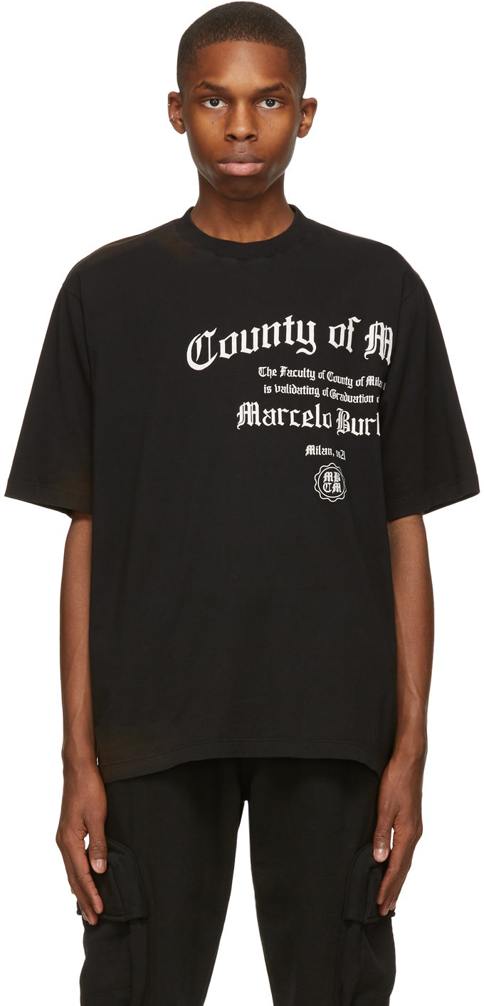 Marcelo Burlon County of Milan Black County Degree Over T-Shirt - Marcelo Burlon County of Milan Noir County Degré sur T-shirt - Marcelo Burlon County of Milan Black County 학위 T 셔츠